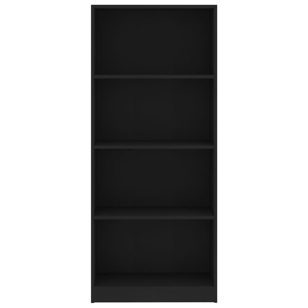 vidaXL 4段 ブックキャビネット 黒色 60x24x142cm パーティクルボード