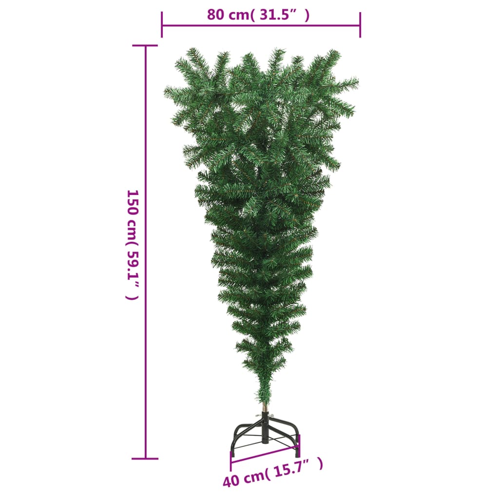 vidaXL 逆さま型 フェイククリスマスツリー スタンド付き グリーン 150cm