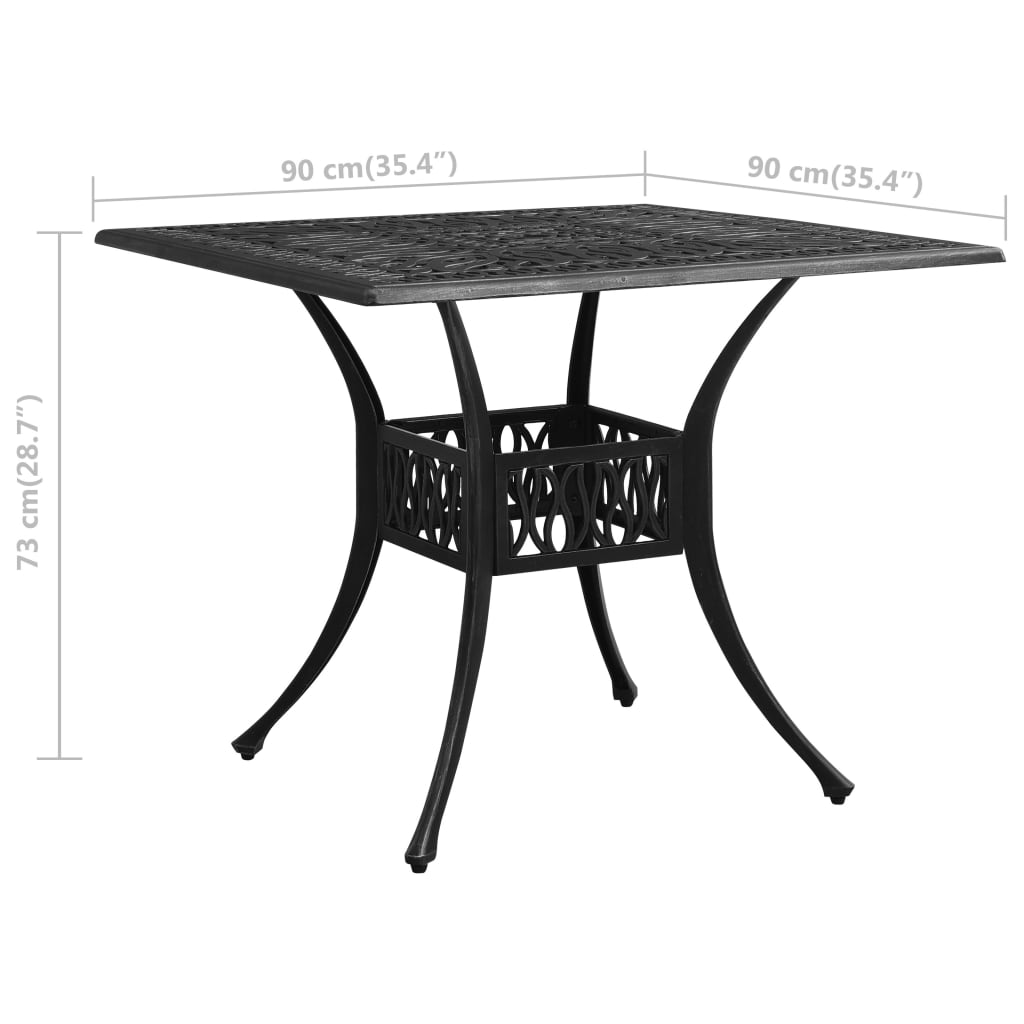 vidaXL ガーデンテーブル 90x90x73cm アルミ鋳物 ブラック