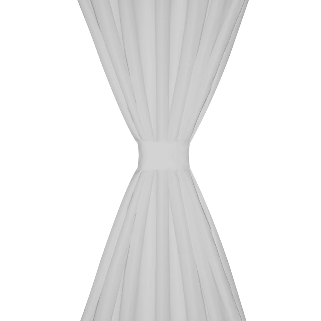 vidaXL ホワイト マイクロサテンカーテン2点 ループ付き 140 x 245 cm