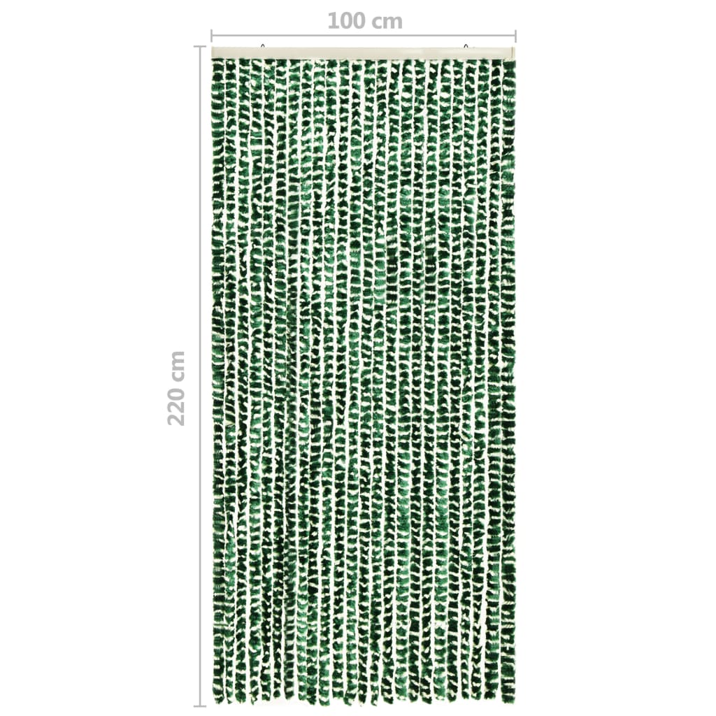 vidaXL 虫よけカーテン グリーン＆ホワイト 100x220cm シェニール