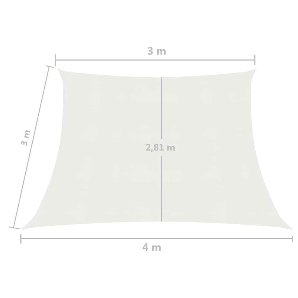 vidaXL サンシェードセイル 160g/m² ホワイト 3/4x3m 高密度ポリエチレン