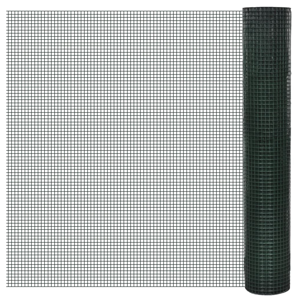 vidaXL 金網フェンス PVCコーティング 亜鉛メッキ製 10x1m グリーン