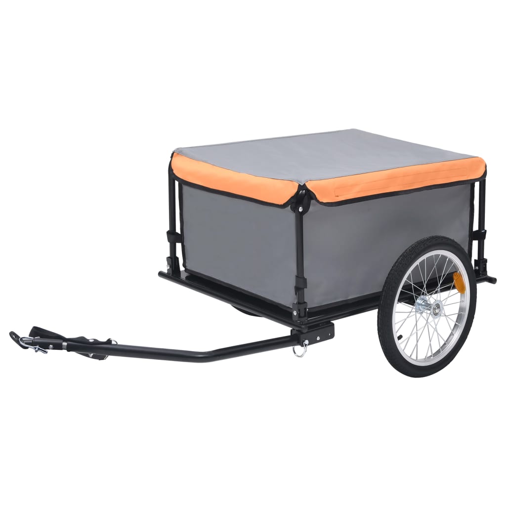vidaXL 自転車用トレーラー グレー＆オレンジ 65kg