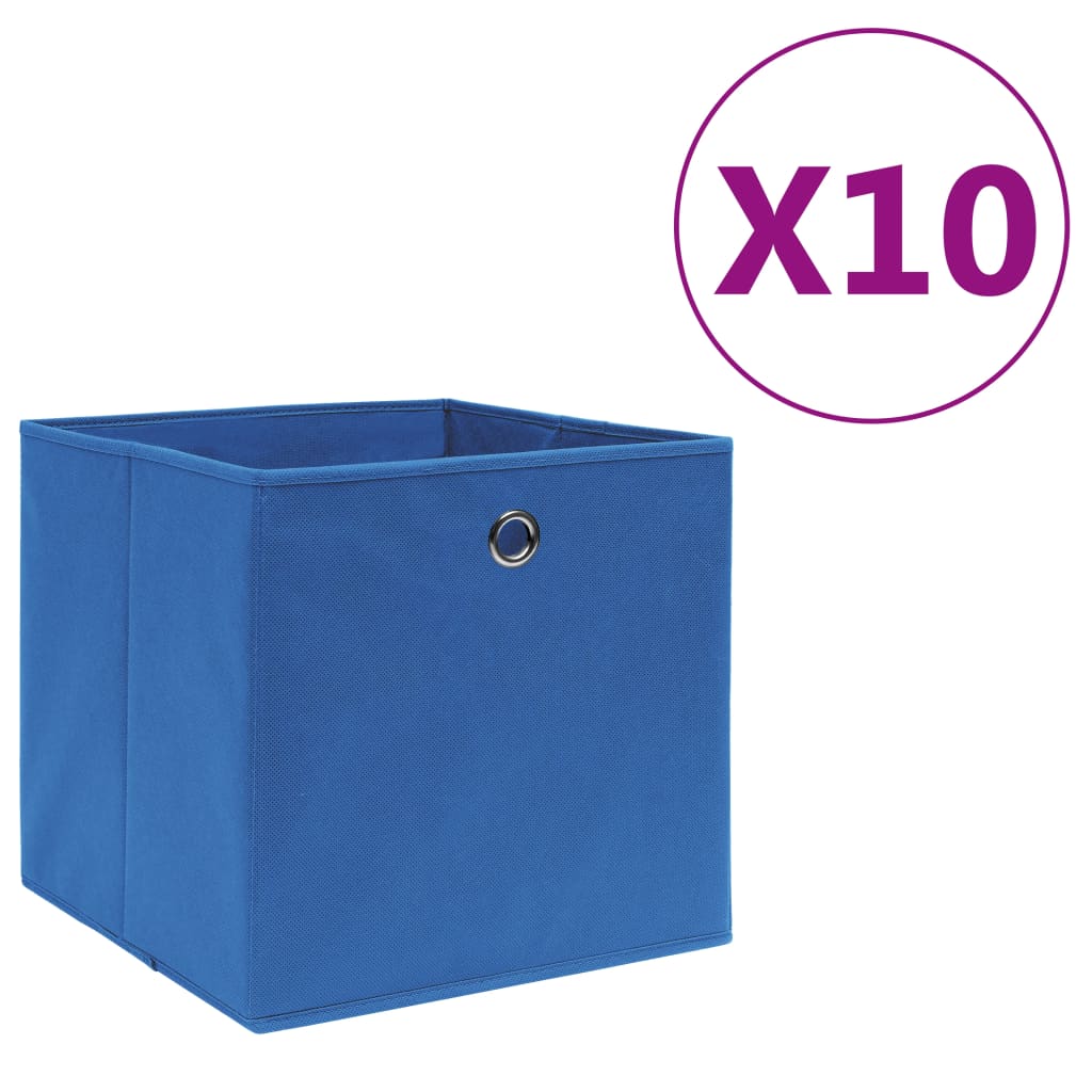 vidaXL 収納ボックス 10点 不織布 28x28x28cm ブルー