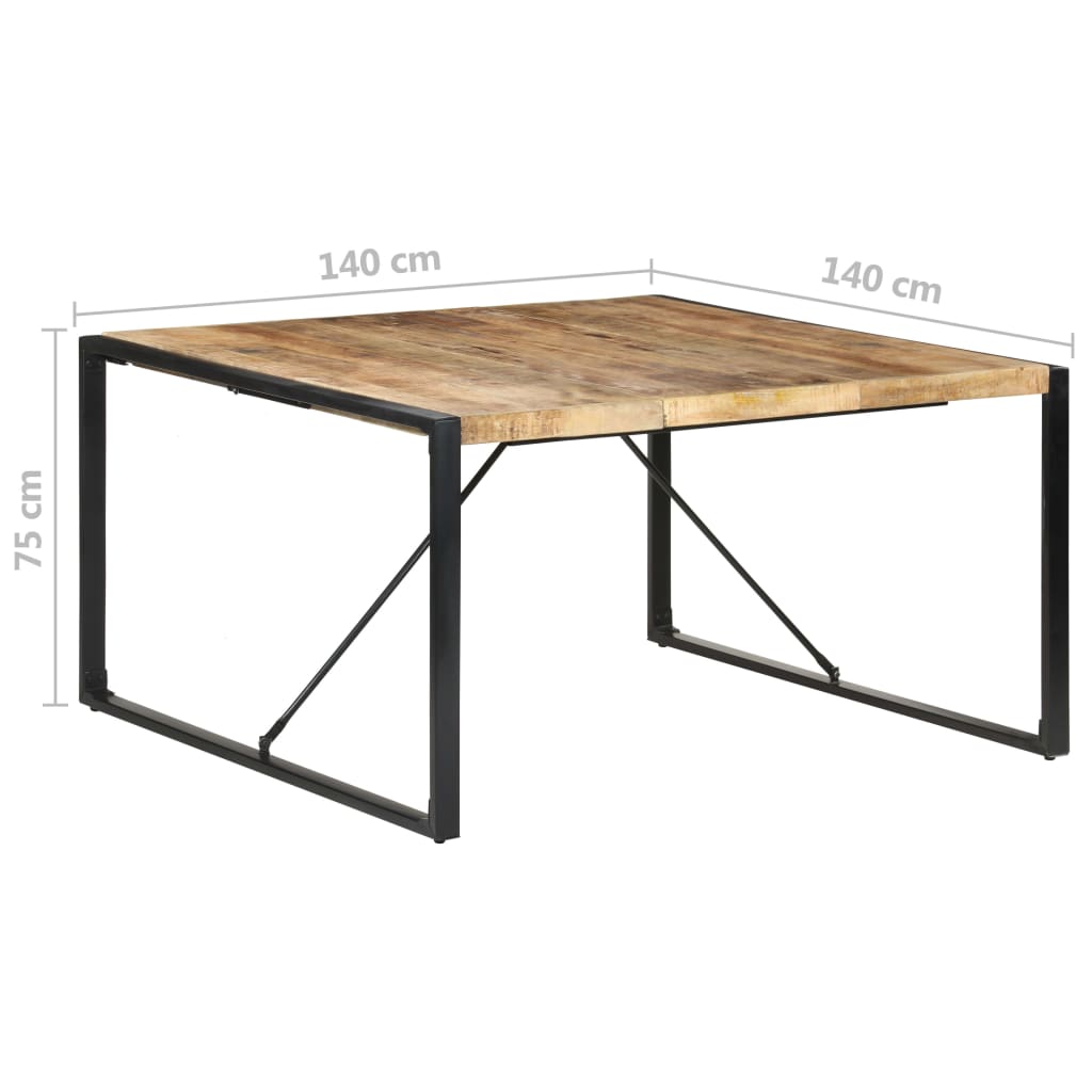 vidaXL ダイニングテーブル 140x140x75cm マンゴー無垢材 (粗目)