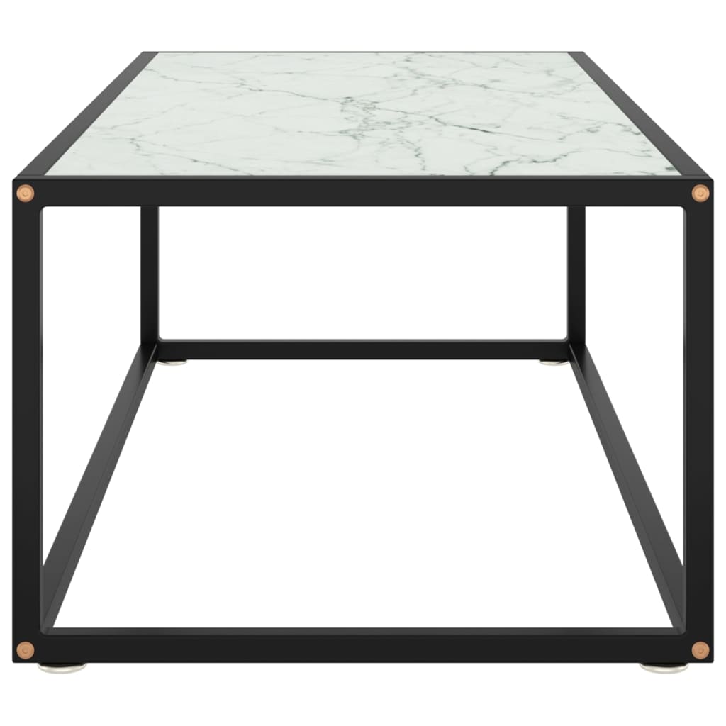 vidaXL コーヒーテーブル ブラック 100x50x35cm ホワイト大理石ガラス製