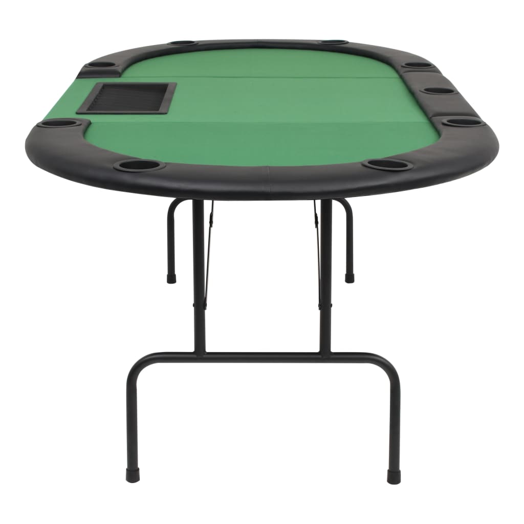 vidaXL 9人用折りたたみポーカーテーブル 3つ折り 楕円型 グリーン