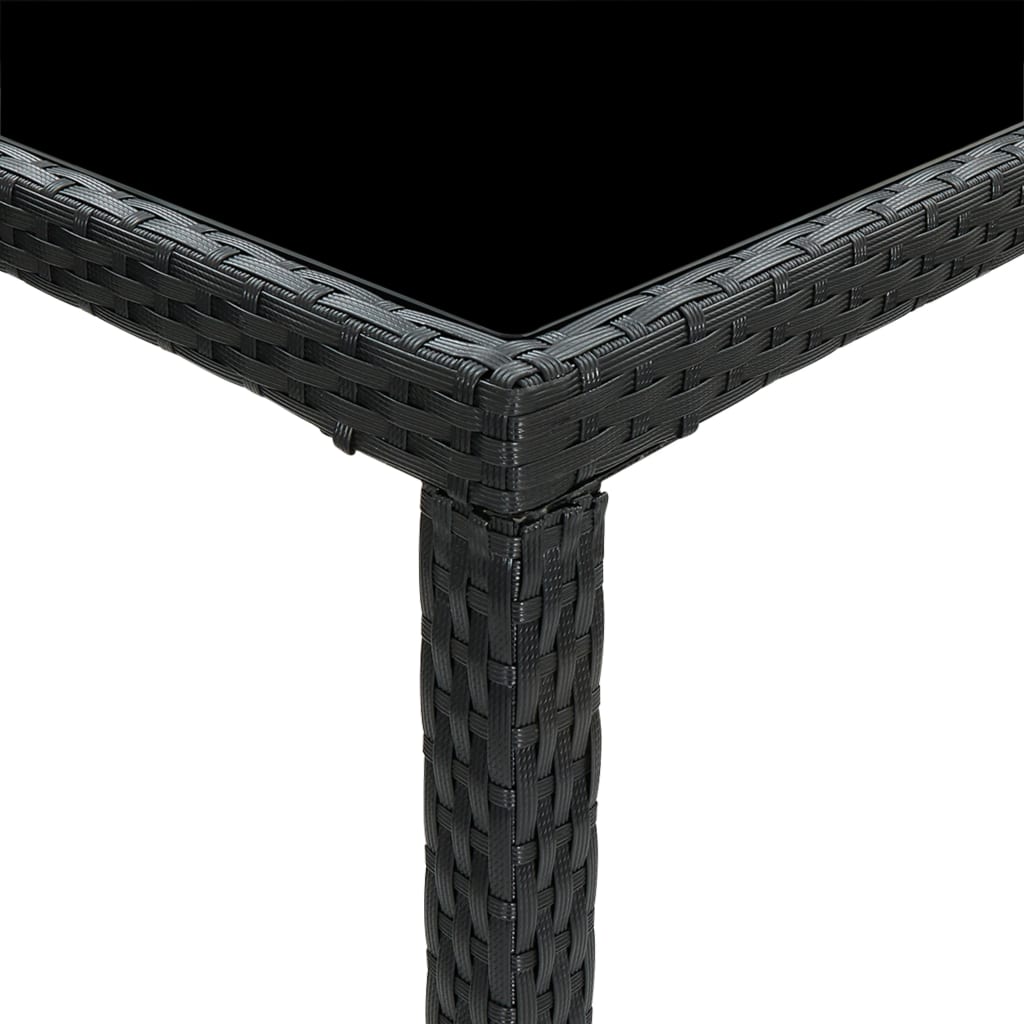 vidaXL ガーデンバーテーブル ブラック 130x60x110cm ポリラタン＆ガラス製