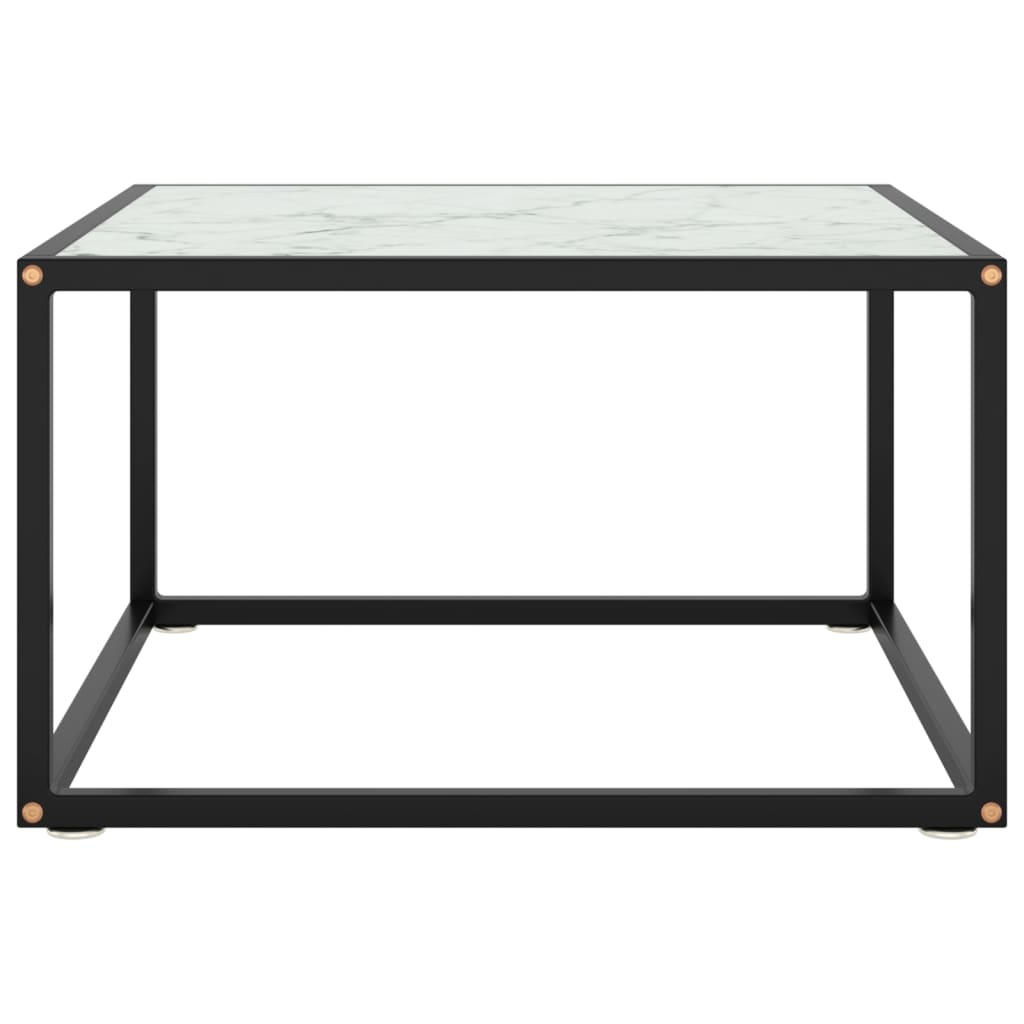 vidaXL コーヒーテーブル ブラック 60x60x35cm ホワイト大理石ガラス製
