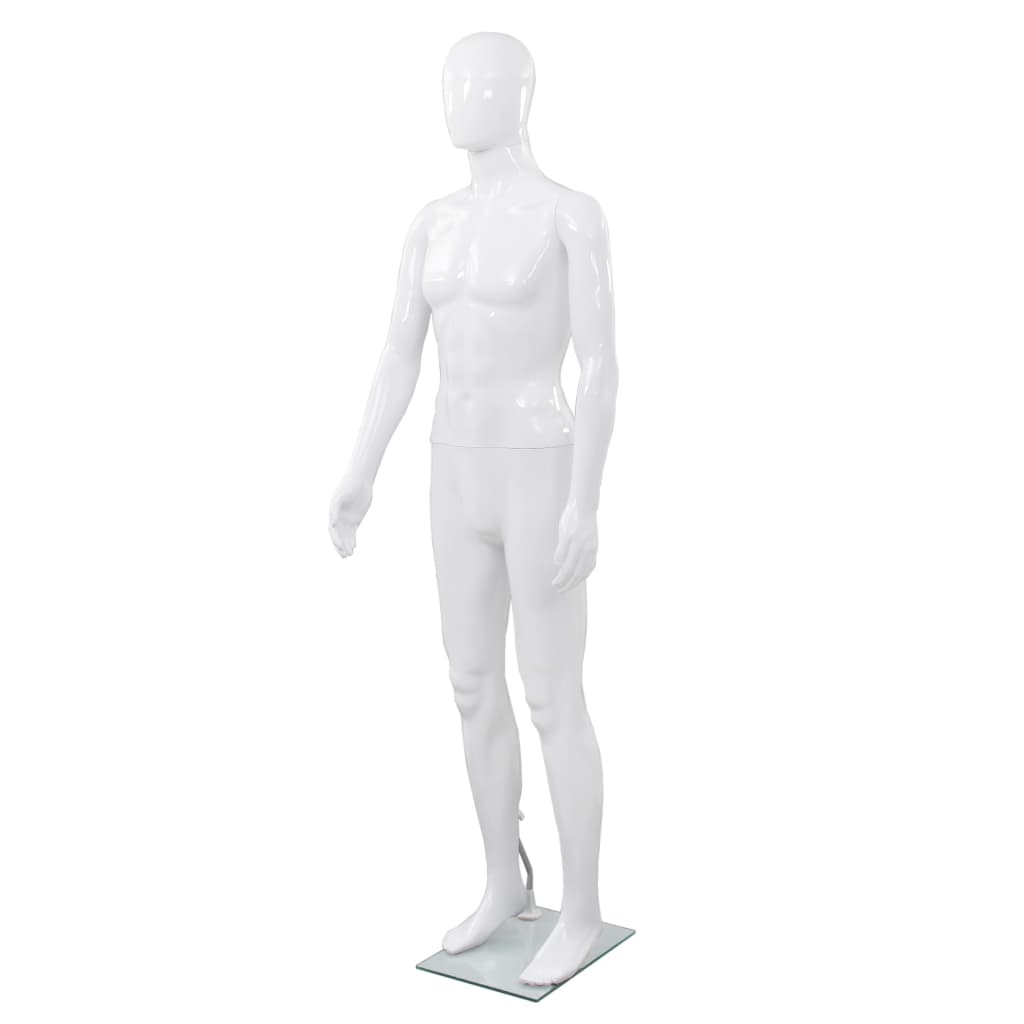 vidaXL マネキン 男性全身 ガラスベース付き グロスホワイト 185cm