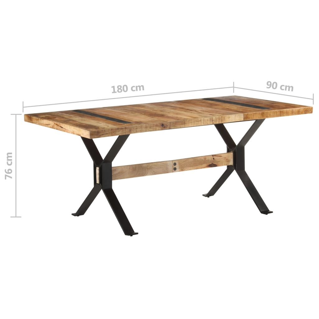 vidaXL ダイニングテーブル 180x90x76cm マンゴーウッド (粗目)