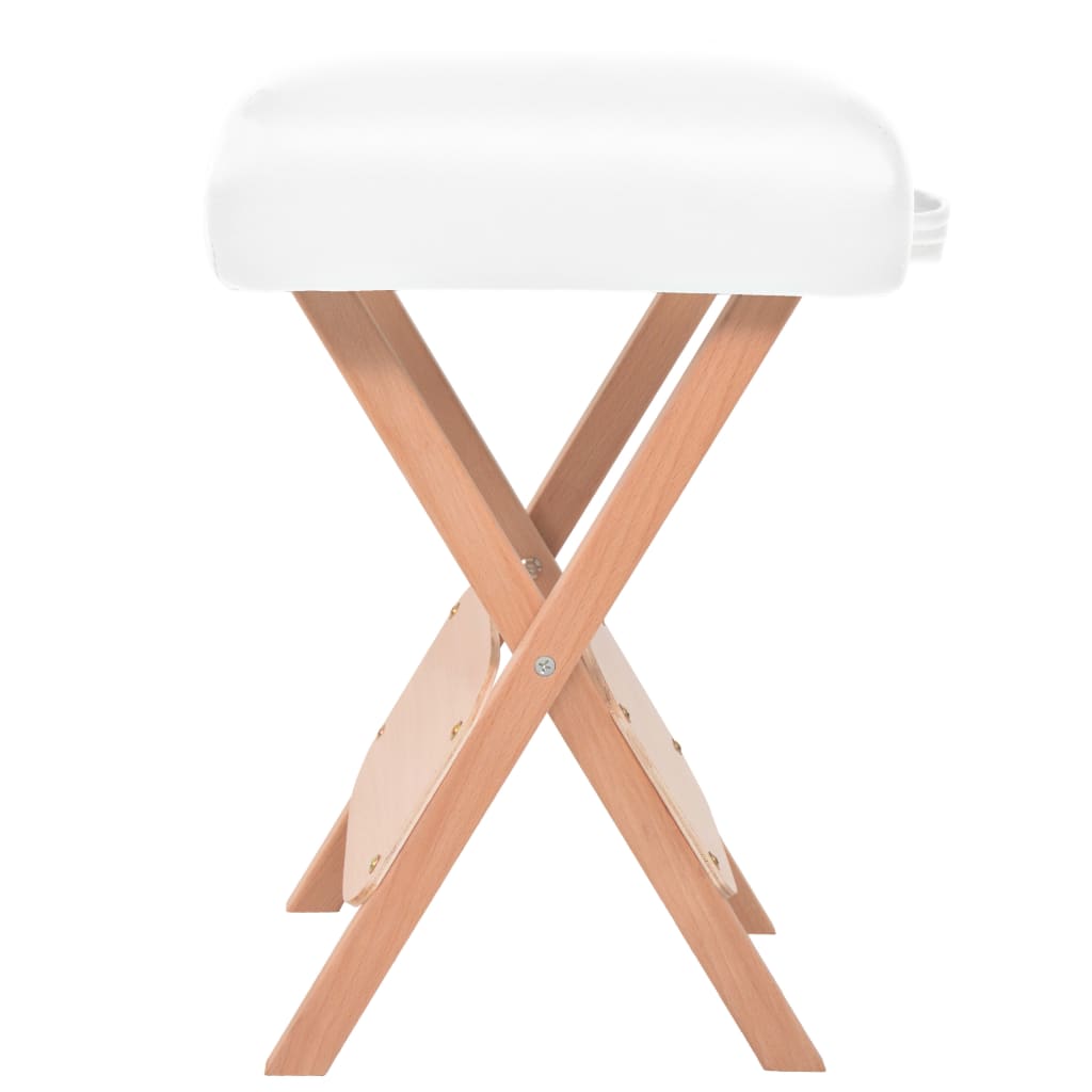 vidaXL 折りたたみ式マッサージテーブル＆スツールセット 二つ折り 厚さ10cm ホワイト