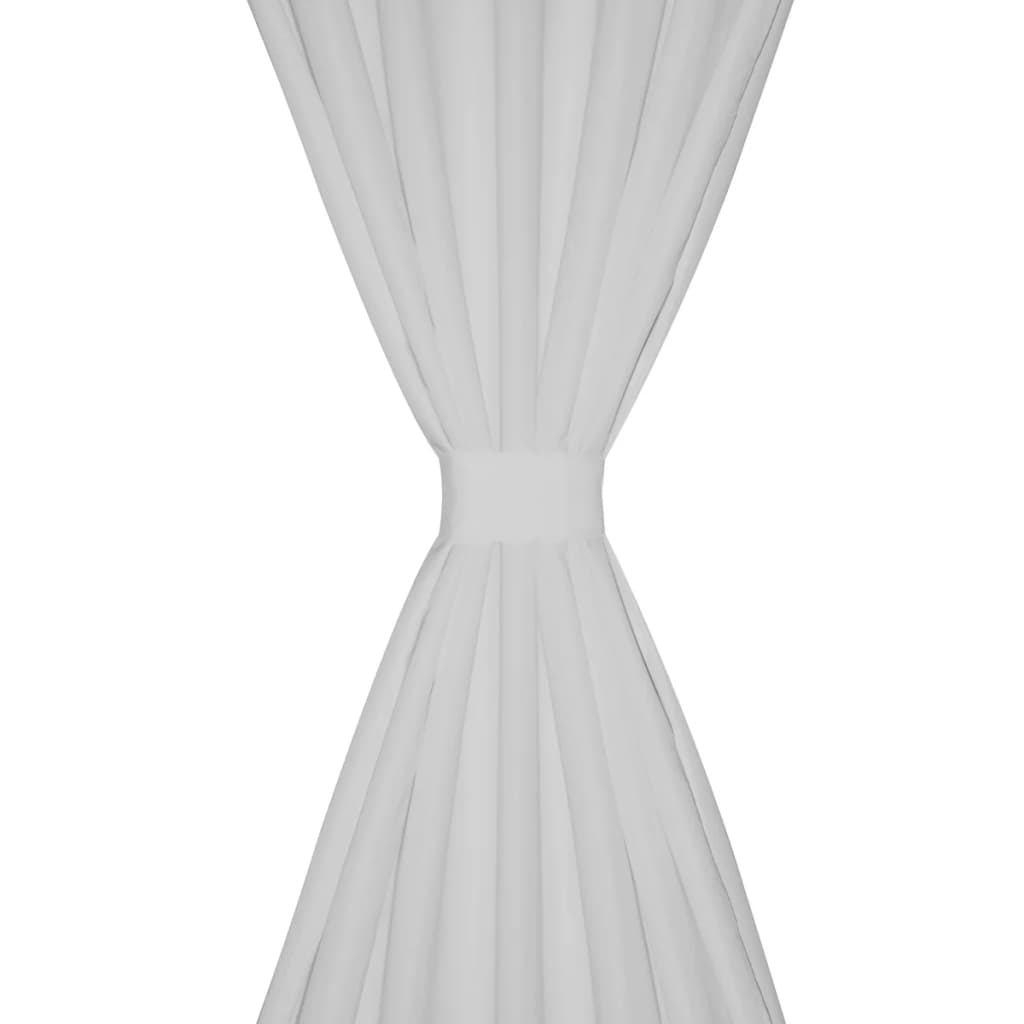 vidaXL ホワイト マイクロサテンカーテン2点 ループ付き 140x 175 cm