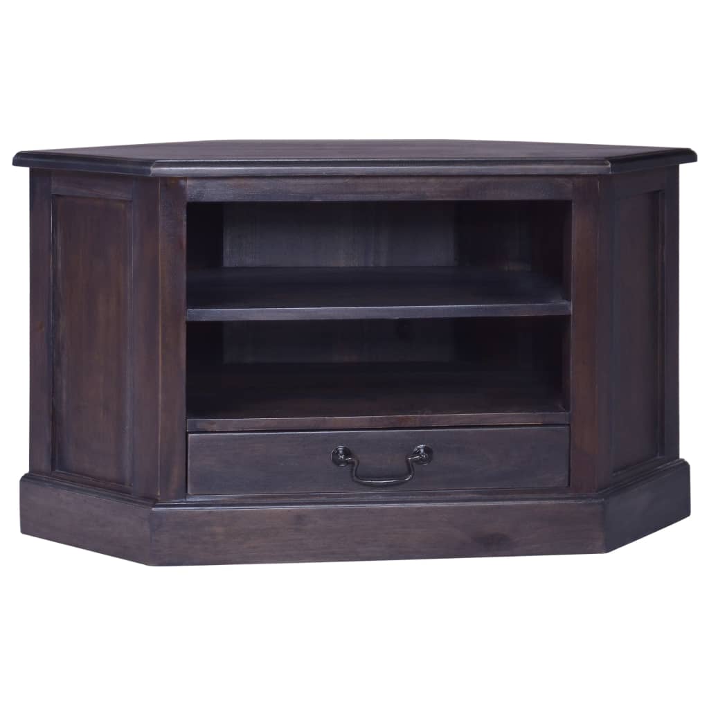 マホガニー材　テレビボード　キャビネット vidaXL コーナーテレビキャビネット ライトブラック 80x40x49 cm
