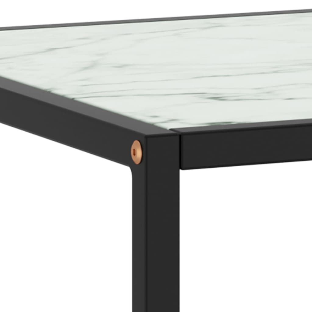vidaXL コーヒーテーブル ブラック 90x90x50cm ホワイト大理石ガラス製