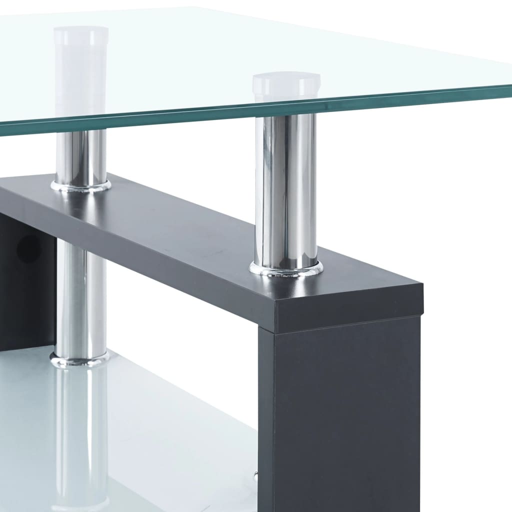 vidaXL コーヒーテーブル グレー＆透明 95x55x40 cm 強化ガラス製