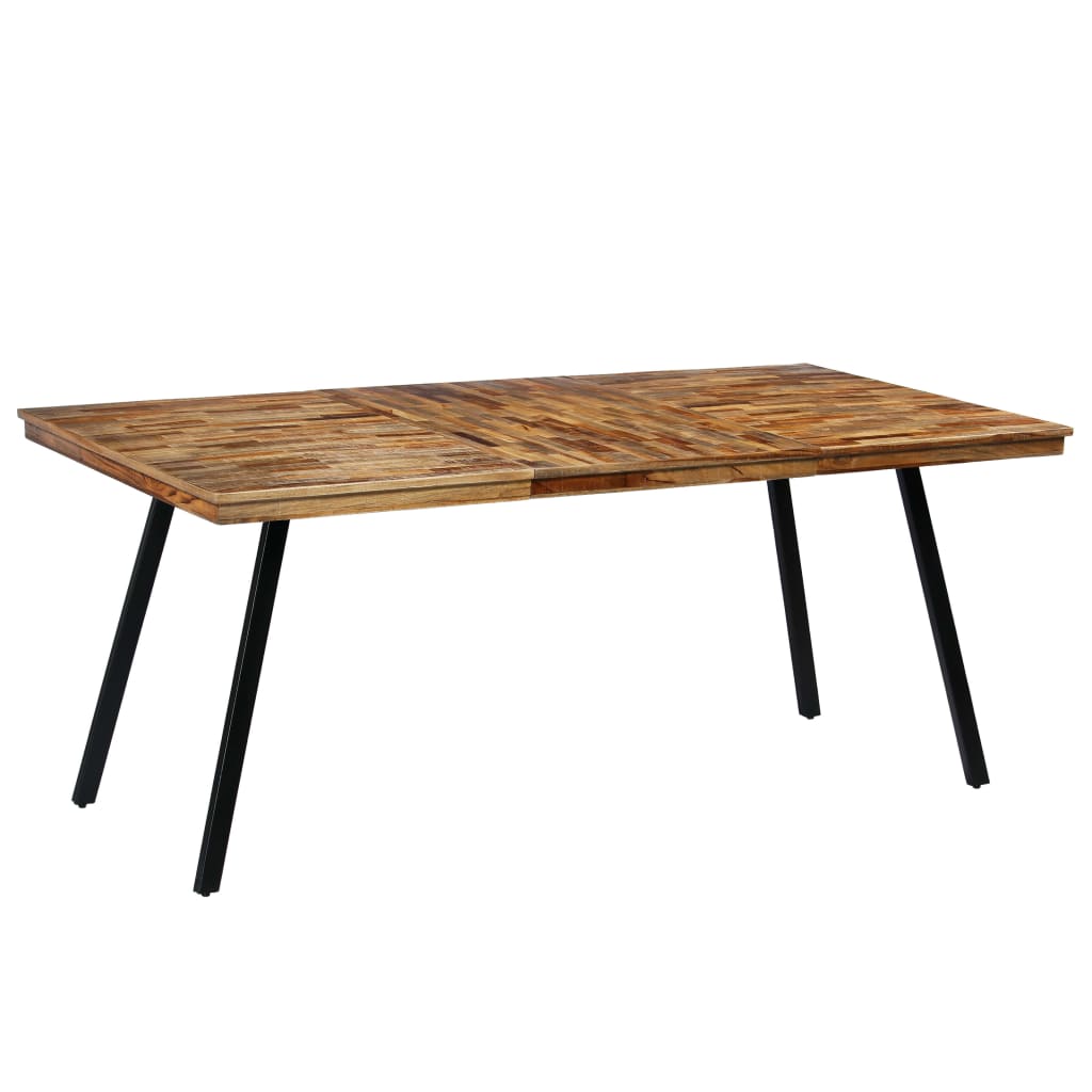 vidaXL ダイニングテーブル チーク再生木材＆スチール 180x90x76cm