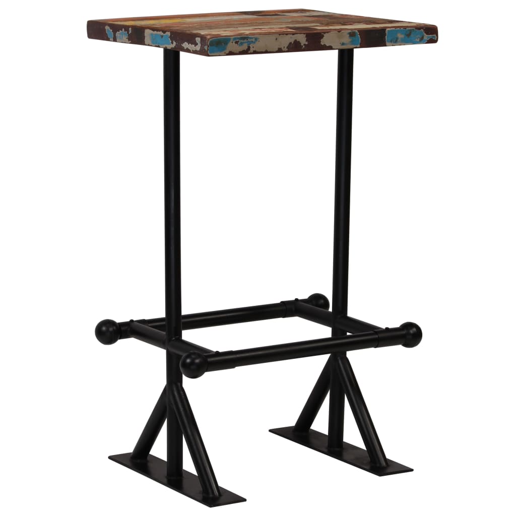 vidaXL バーテーブル 無垢の再生木材 マルチカラー 60x60x107cm