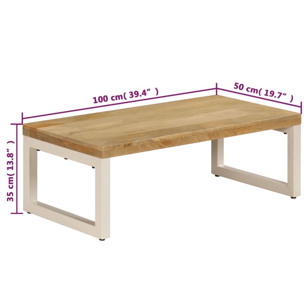 vidaXL コーヒーテーブル 100x50x35 cm マンゴー無垢材＆スチール