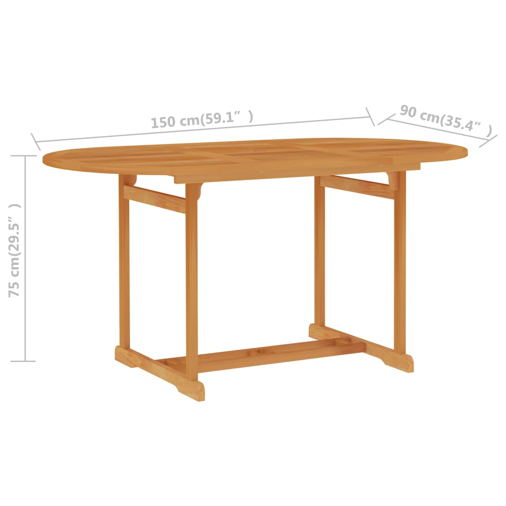vidaXL ガーデンテーブル 150x90x75cm チーク無垢材