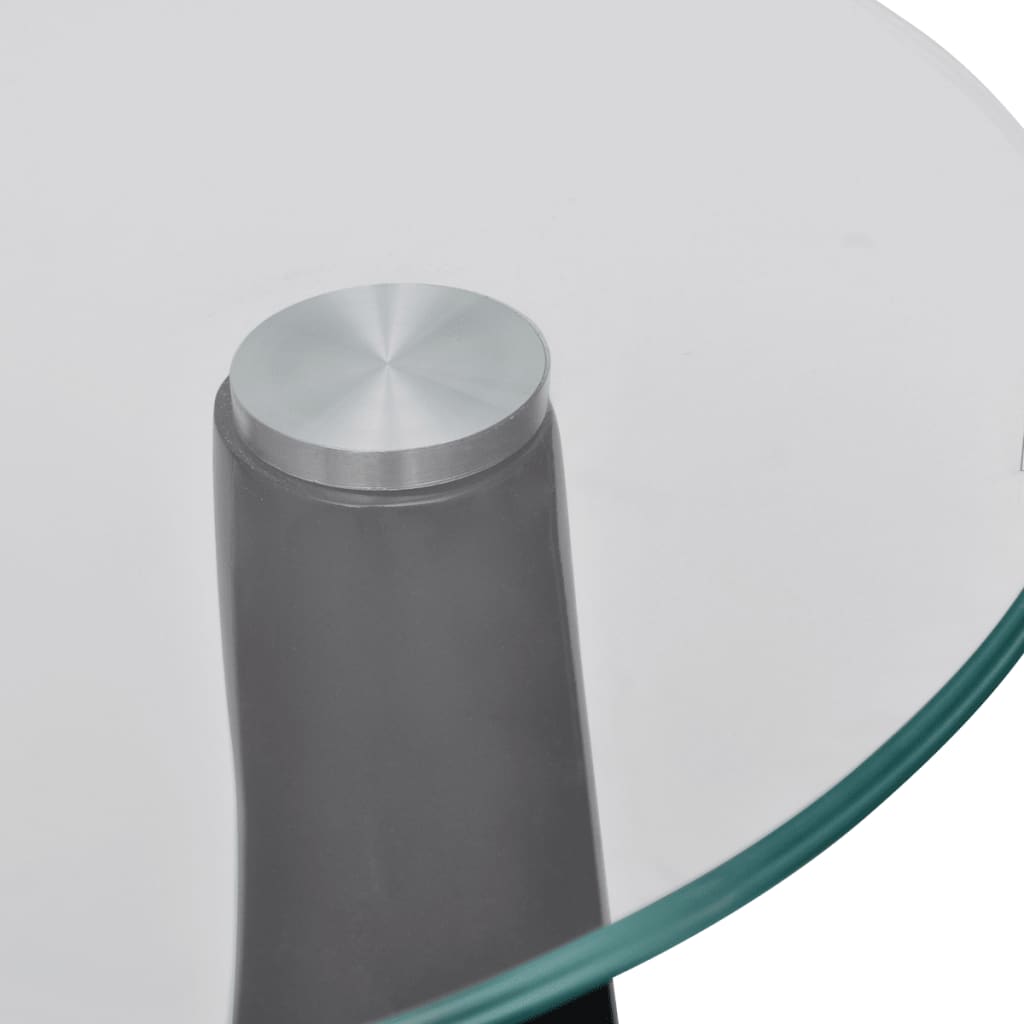 vidaXL コーヒーテーブル 丸型ガラストップ付き ハイグロスブラック