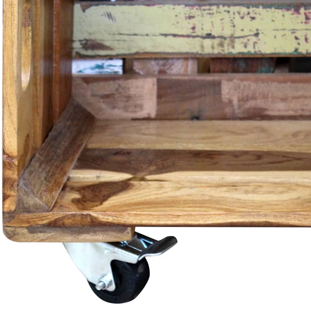 vidaXL コーヒーテーブル 無垢の再生木材 70x70x35cm