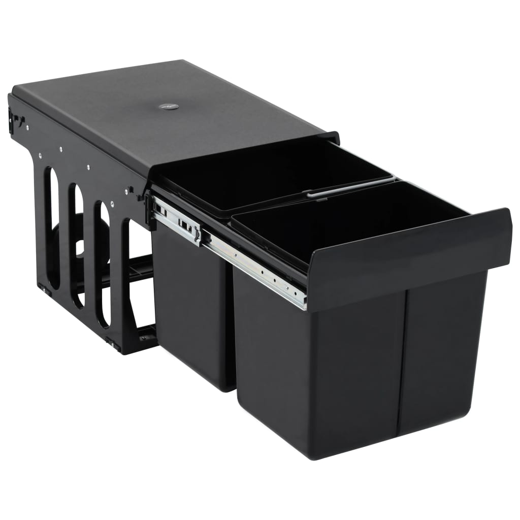 vidaXL キッチン食器棚引き出し式 リサイクルごみ箱 ソフトクローズ 36 L