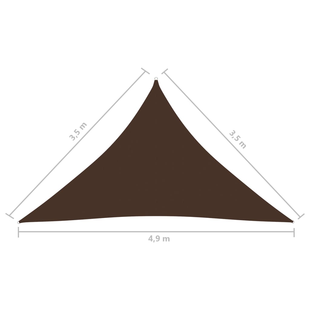 vidaXL サンシェードセイル 3.5x3.5x4.9m 三角形 オックスフォード生地 ブラウン