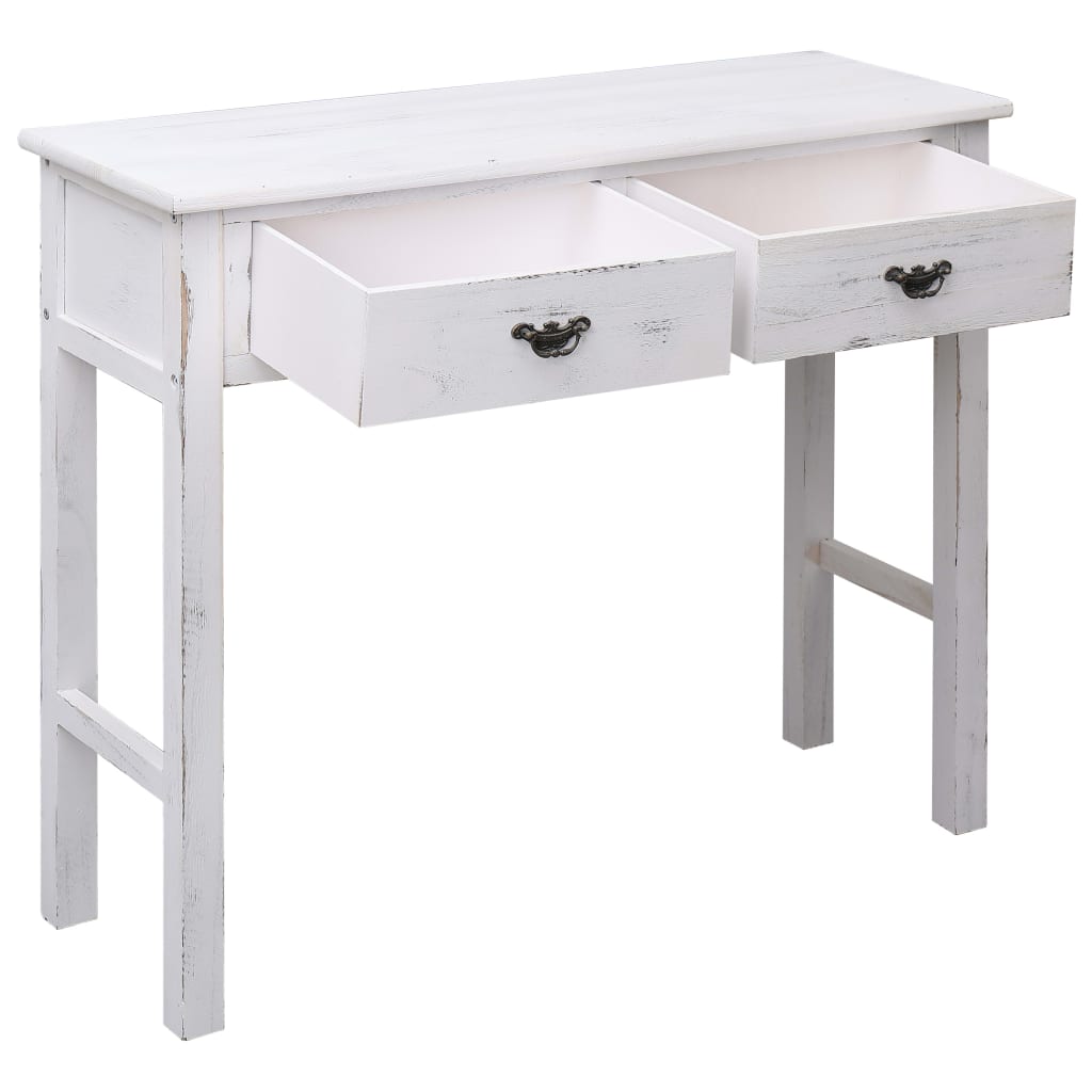 vidaXL コンソールテーブル 90x30x77cm 木製 アンティークホワイト