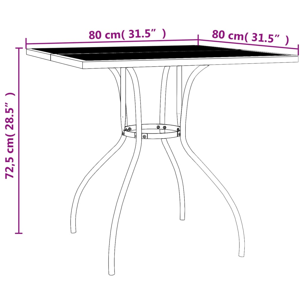 vidaXL ガーデンテーブル アントラシート 80x80x72.5 cm スチールメッシュ