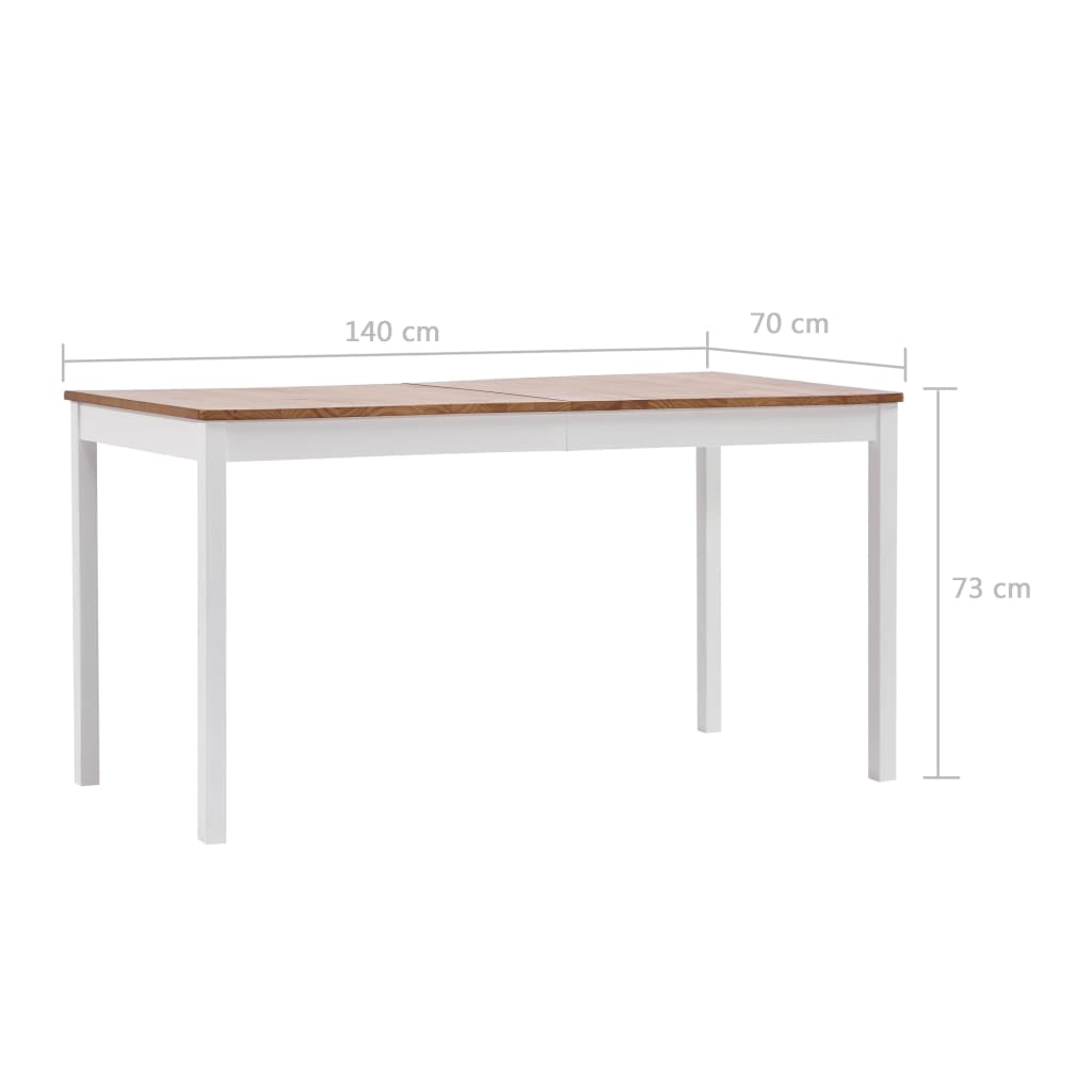 vidaXL ダイニングテーブル ホワイト＆ブラウン 140x70x73cm パイン材