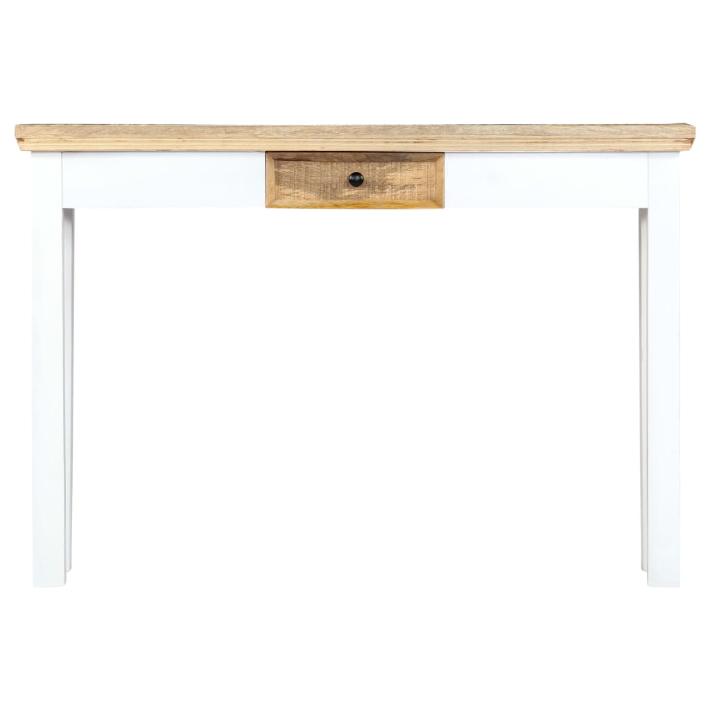 vidaXL コンソールテーブル 110x35x75cm ホワイト＆ブラウン マンゴー無垢材