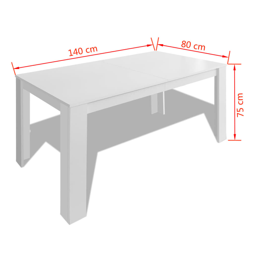 vidaXL ダイニングテーブル 140x80x75cm ホワイト