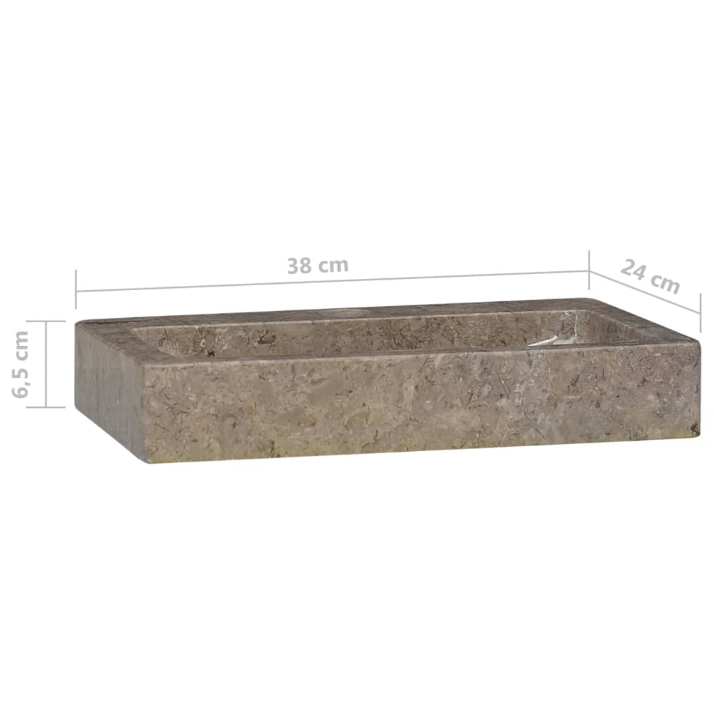 vidaXL 壁付け式シンク グレー 38x24x6.5 cm 大理石