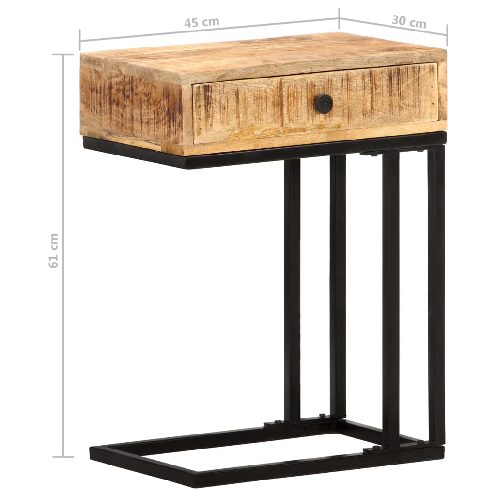 vidaXL U字型 サイドテーブル 45x30x61cm マンゴー無垢材