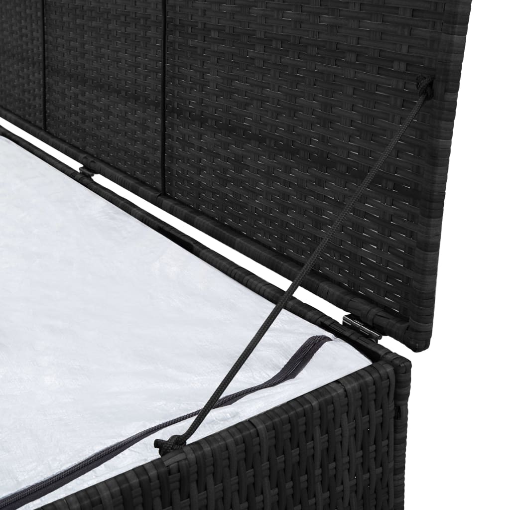vidaXL ガーデン収納ボックス 150x50x60cm ポリラタン製 ブラック