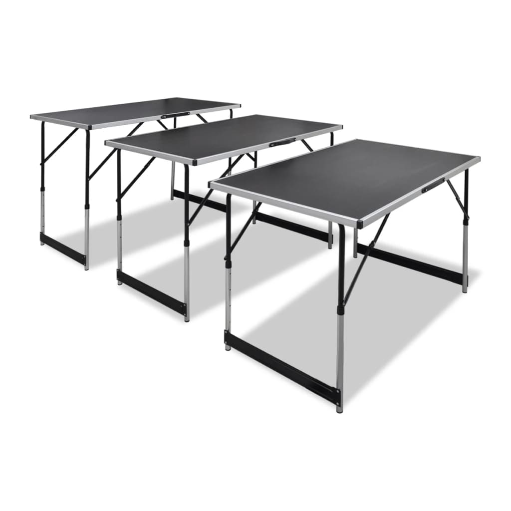 vidaXL 貼り付けテーブル 3点 折りたたみ式 高さ調整可能
