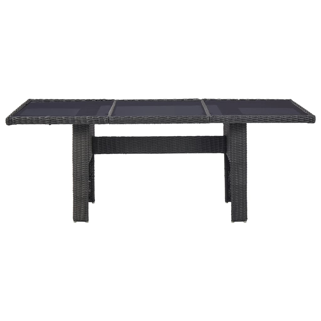 vidaXL ガーデンダイニングテーブル 200x100x74cm ガラス＆ポリラタン製 ブラック