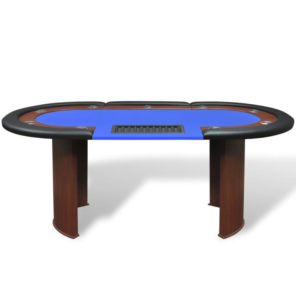 vidaXL 10人用ポーカーテーブル ディーラーエリア＆チップトレイ付き ブルー