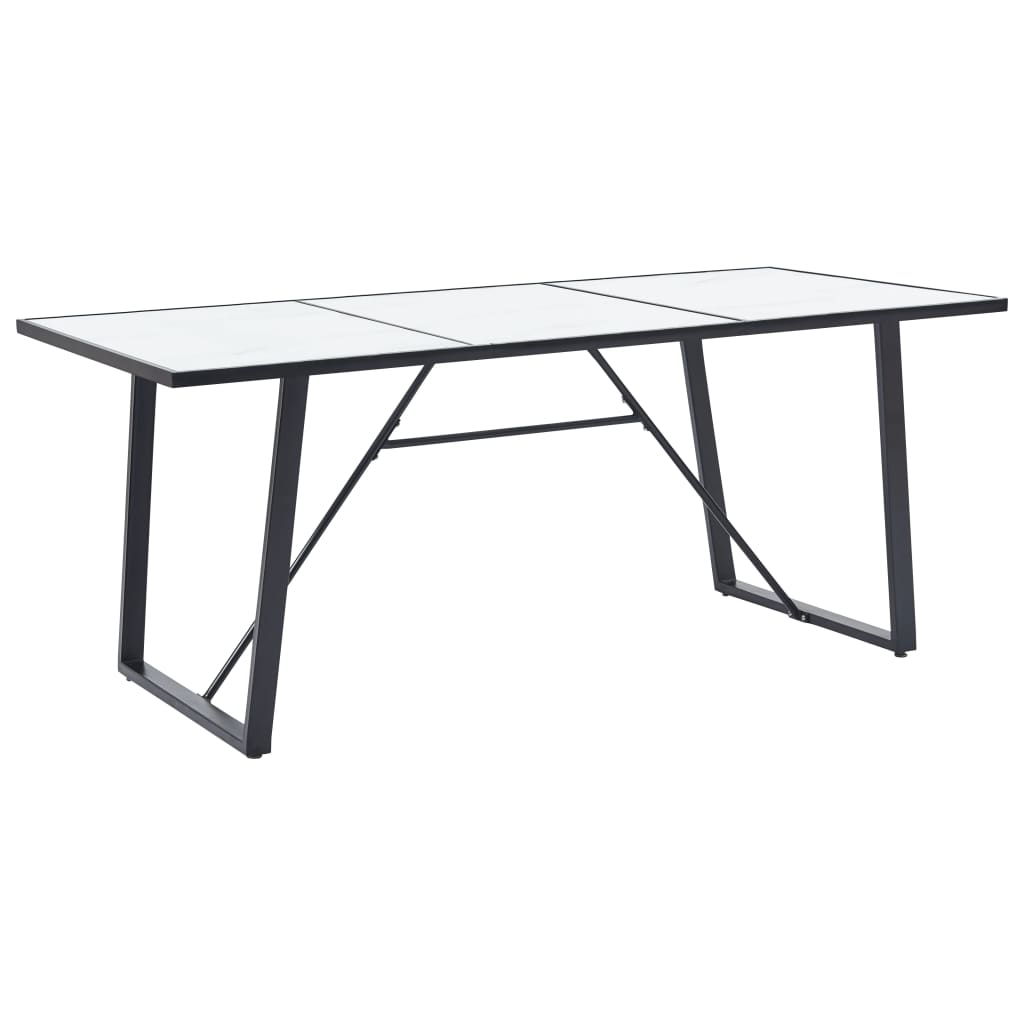 vidaXL ダイニングテーブル ホワイト 180x90x75cm 強化ガラス製