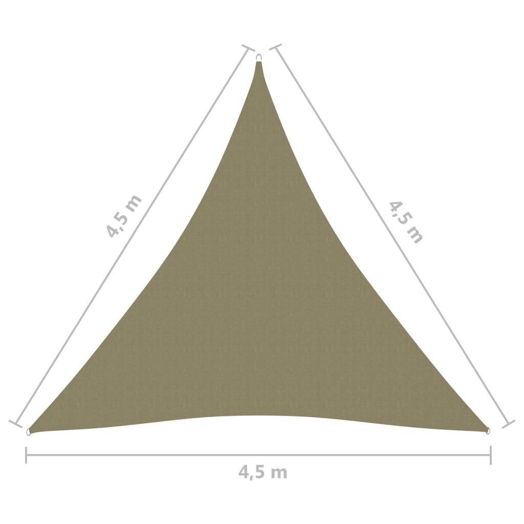 vidaXL サンシェードセイル 4.5x4.5x4.5m 三角形 オックスフォード生地 ベージュ