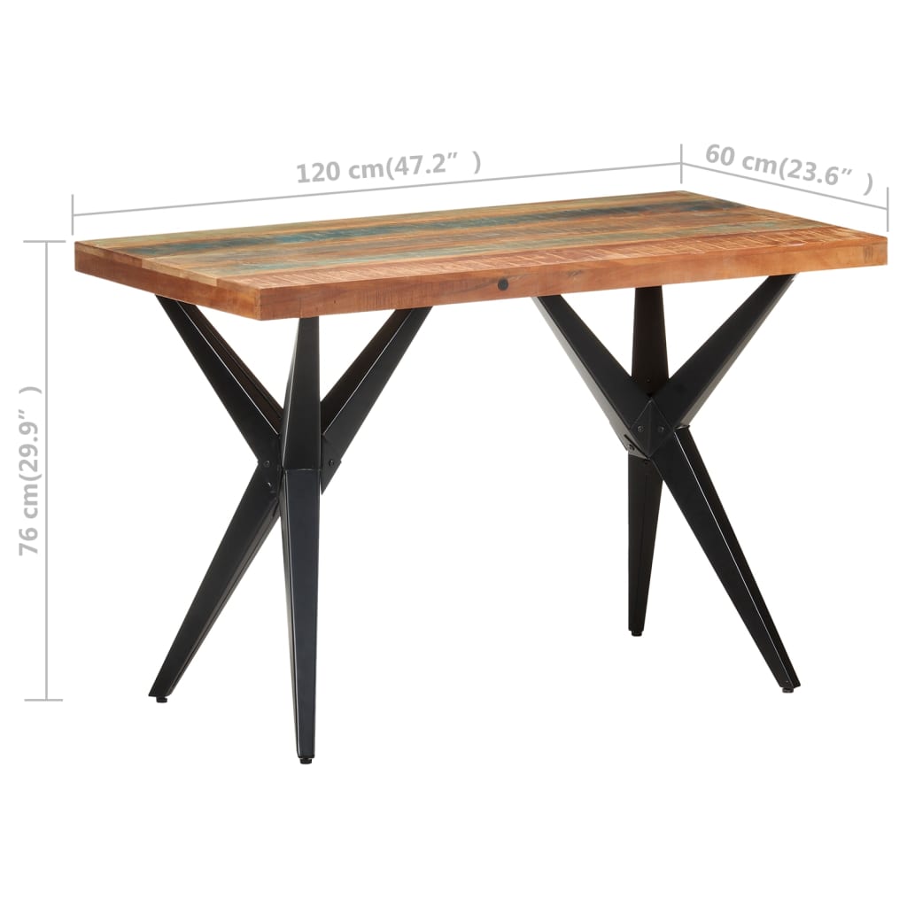 vidaXL ダイニングテーブル 120x60x76cm 無垢の再生木材