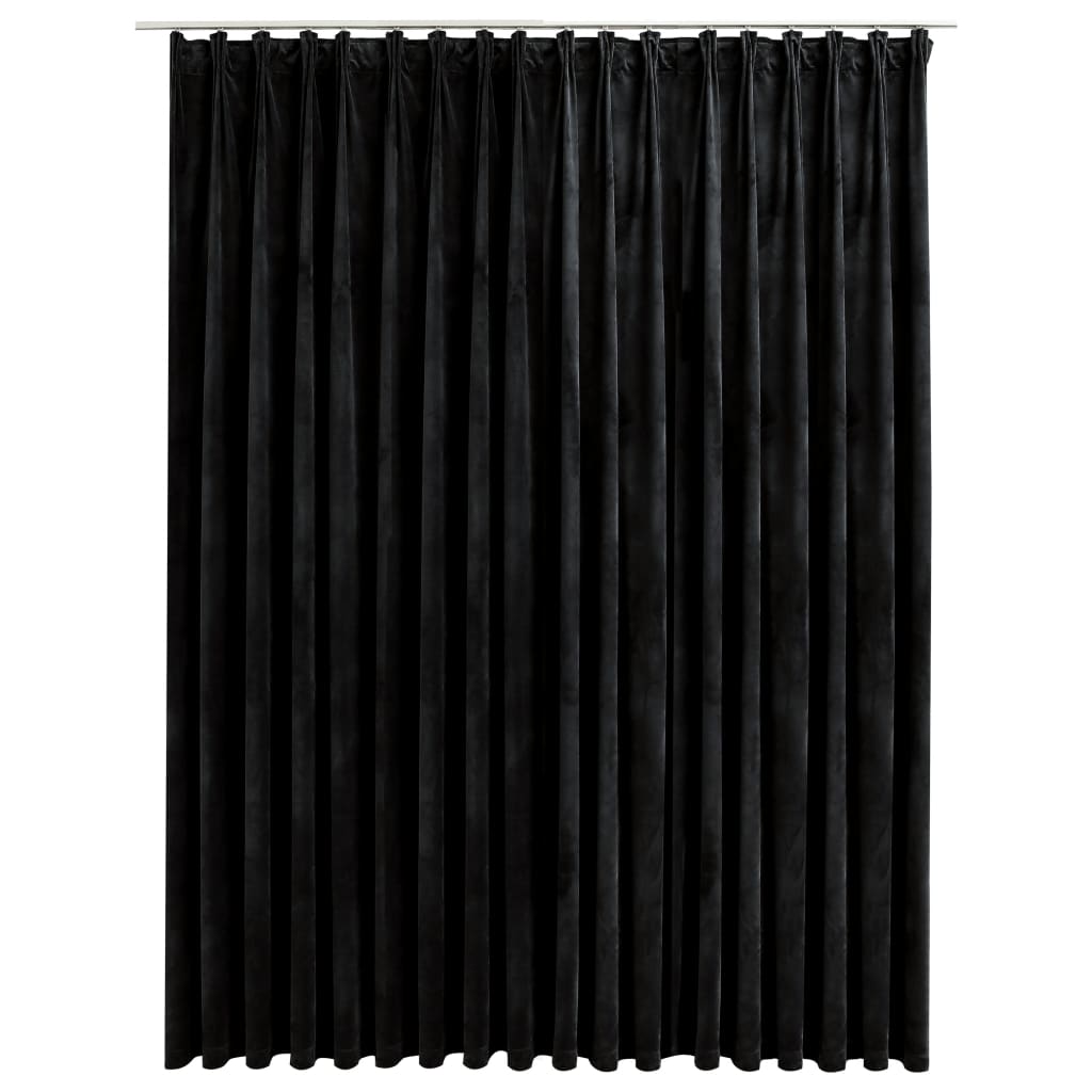 vidaXL 遮光カーテン 290x245cm フック付き ベルベット製 ブラック