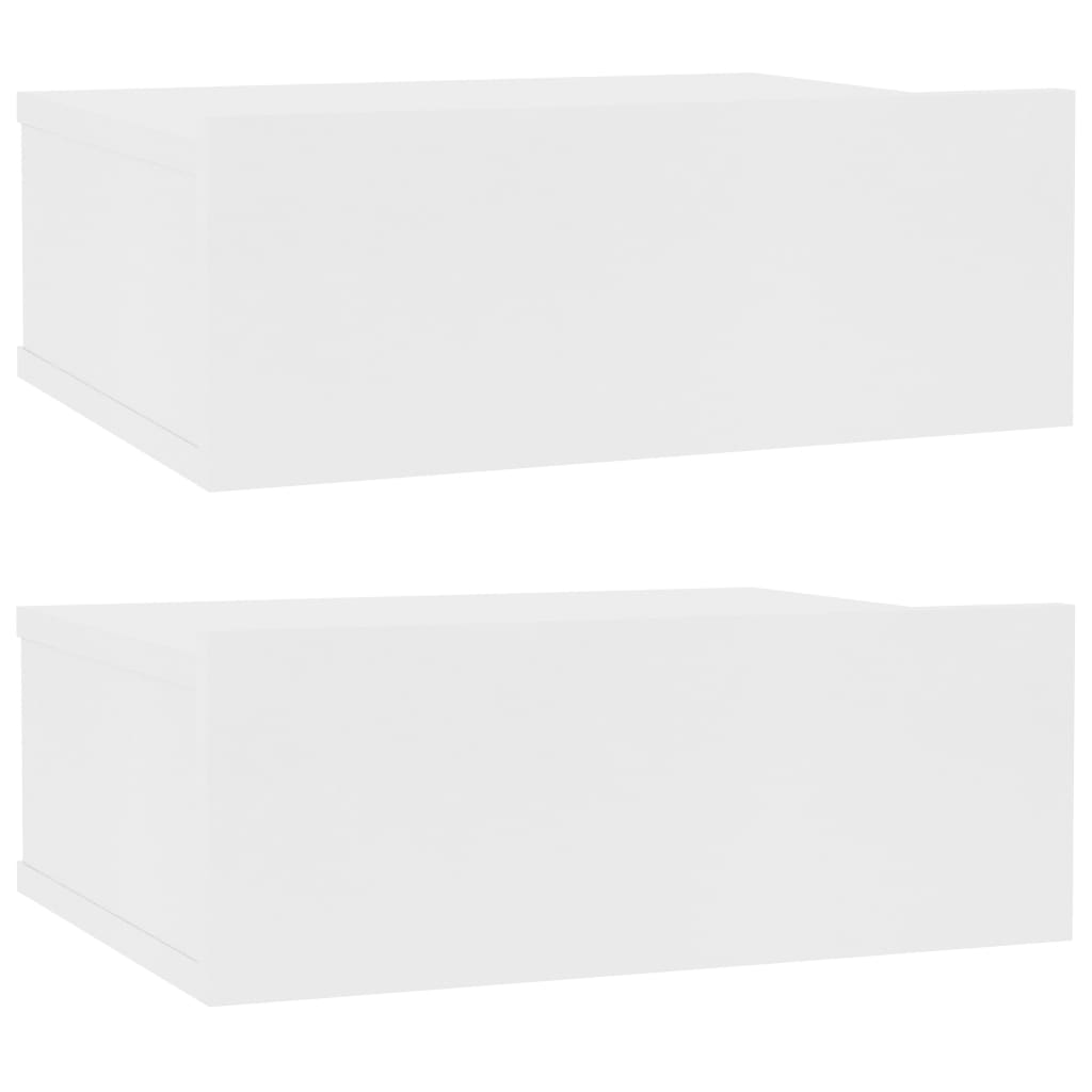 vidaXL 壁面取付型ナイトチェスト 2個 白色 40x30x15cm パーティクルボード
