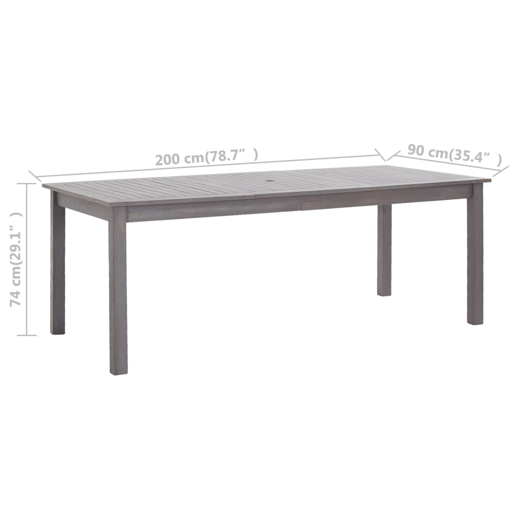 vidaXL ガーデンテーブル 200x90x74cm アカシア無垢材 グレーウォッシュ加工