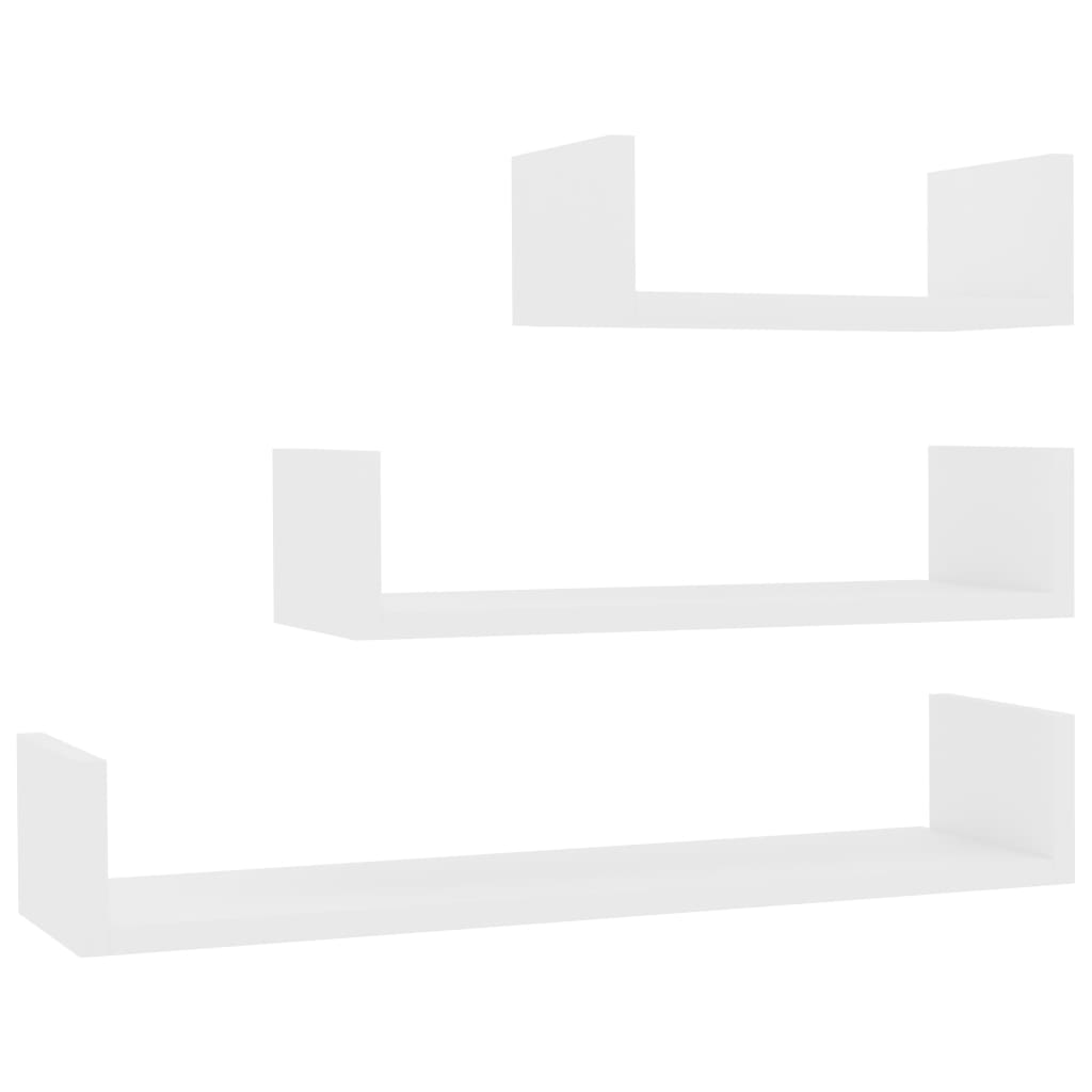 vidaXL 壁用ディスプレイ棚 3個 白色 パーティクルボード