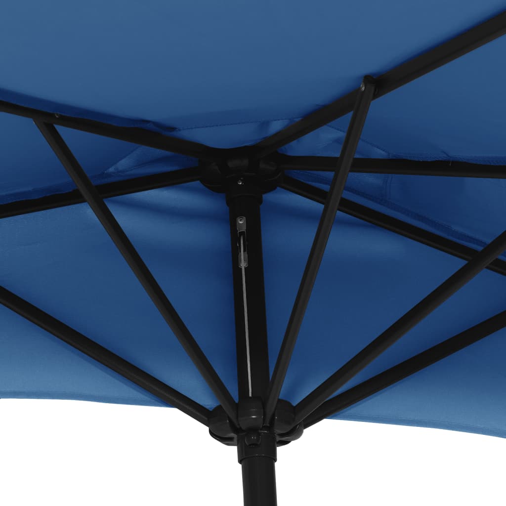 vidaXL バルコニー用パラソル アルミ製ポール付き ブルー 300x155x223cm 半円形