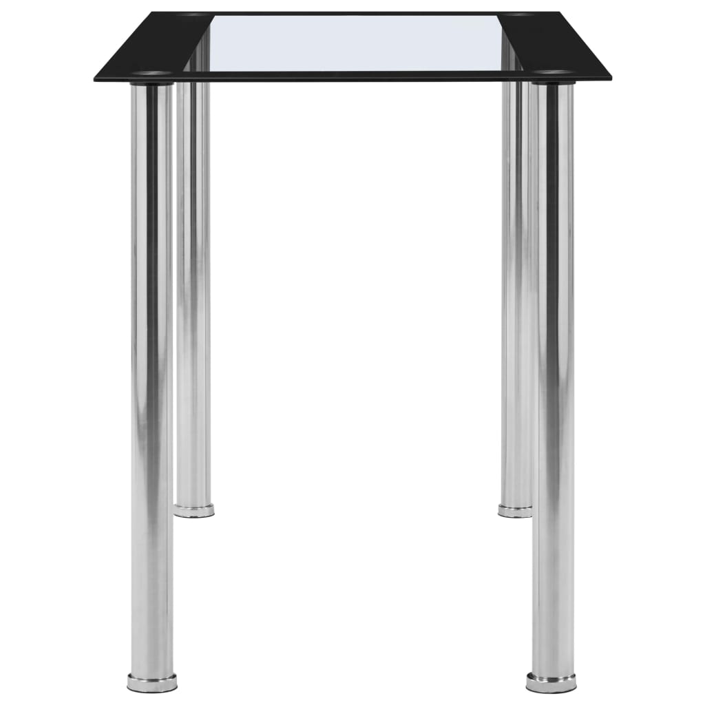 vidaXL ダイニングテーブル ブラック＆透明 120x60x75cm 強化ガラス製
