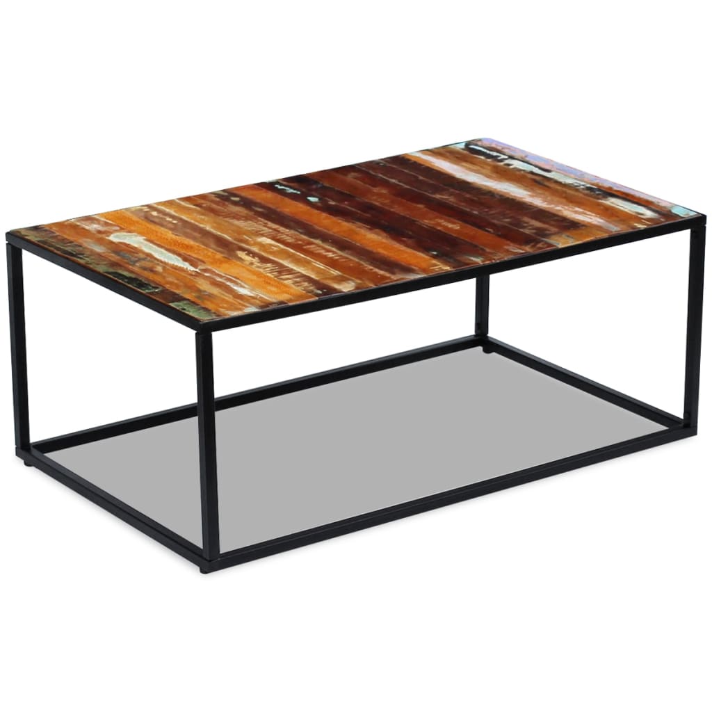 vidaXL コーヒーテーブル 無垢 再生木材 100x60x40cm